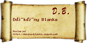 Dékány Blanka névjegykártya